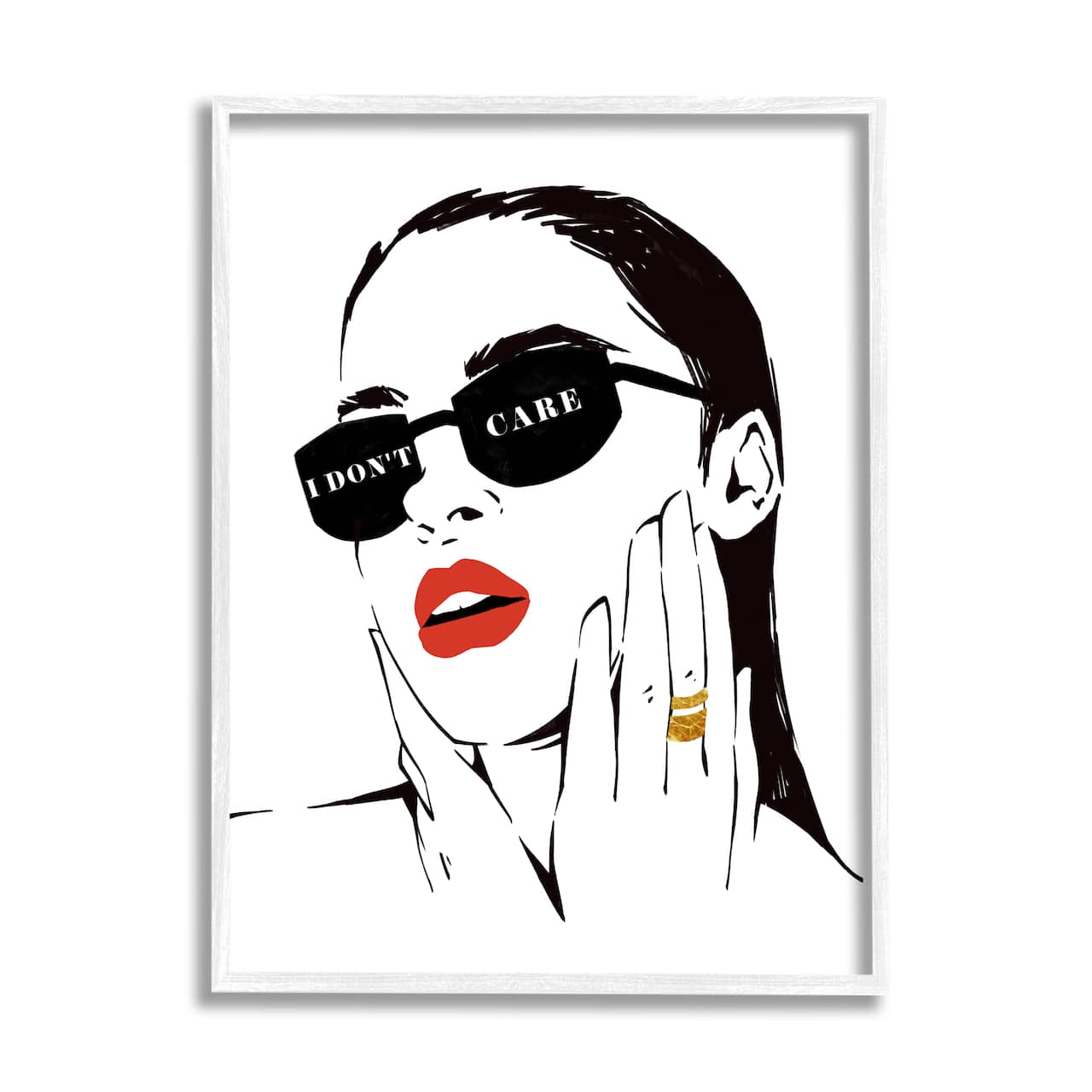 Stupell Industries I Don’t Care Shades Glam Fashion Female Portrait Framed Wall Art